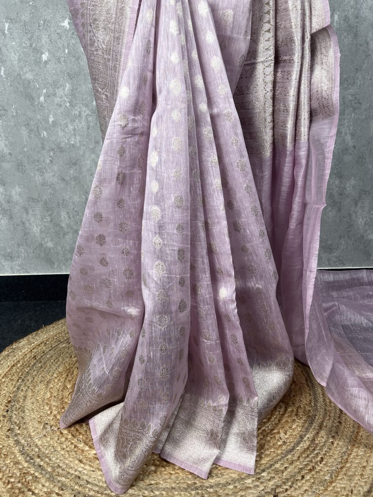 SILK LINEN BANARASI SAREE - Image 3