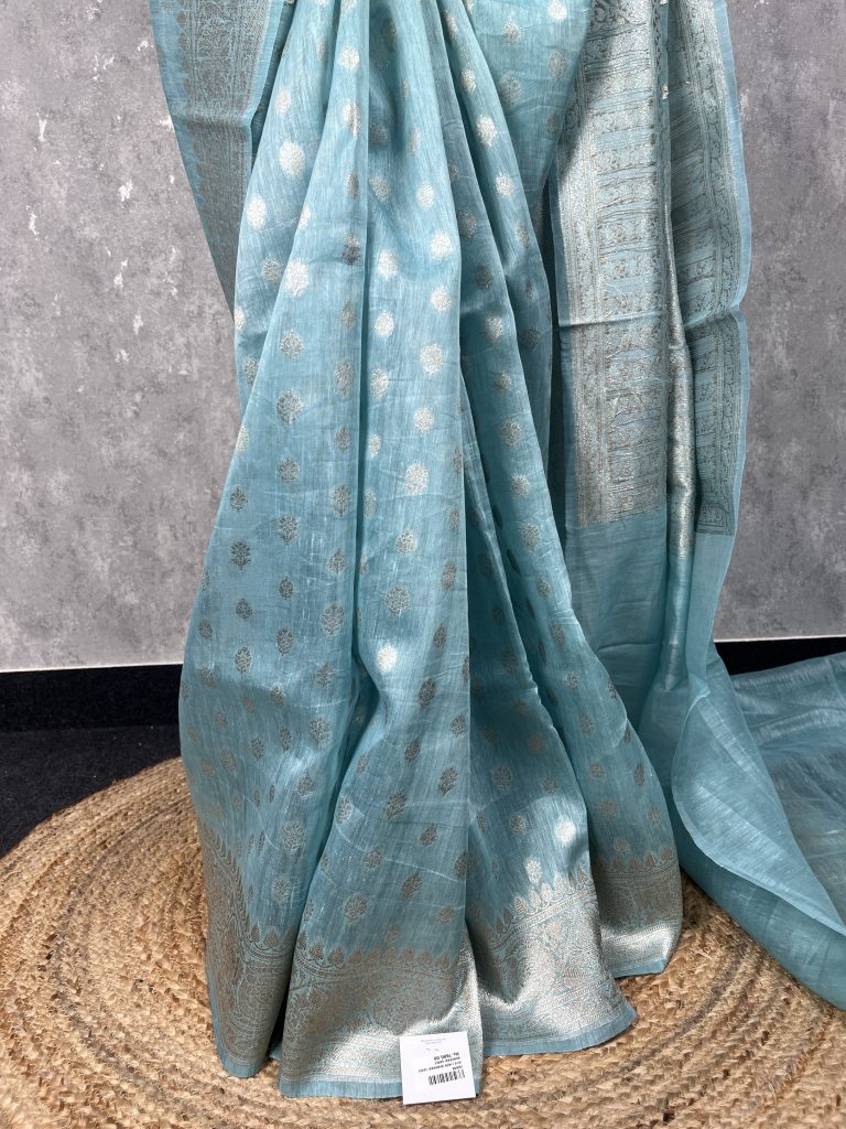 SILK LINEN BANARASI SAREE - Image 3