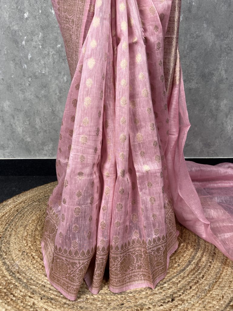 SILK LINEN BANARASI SAREE - Image 3