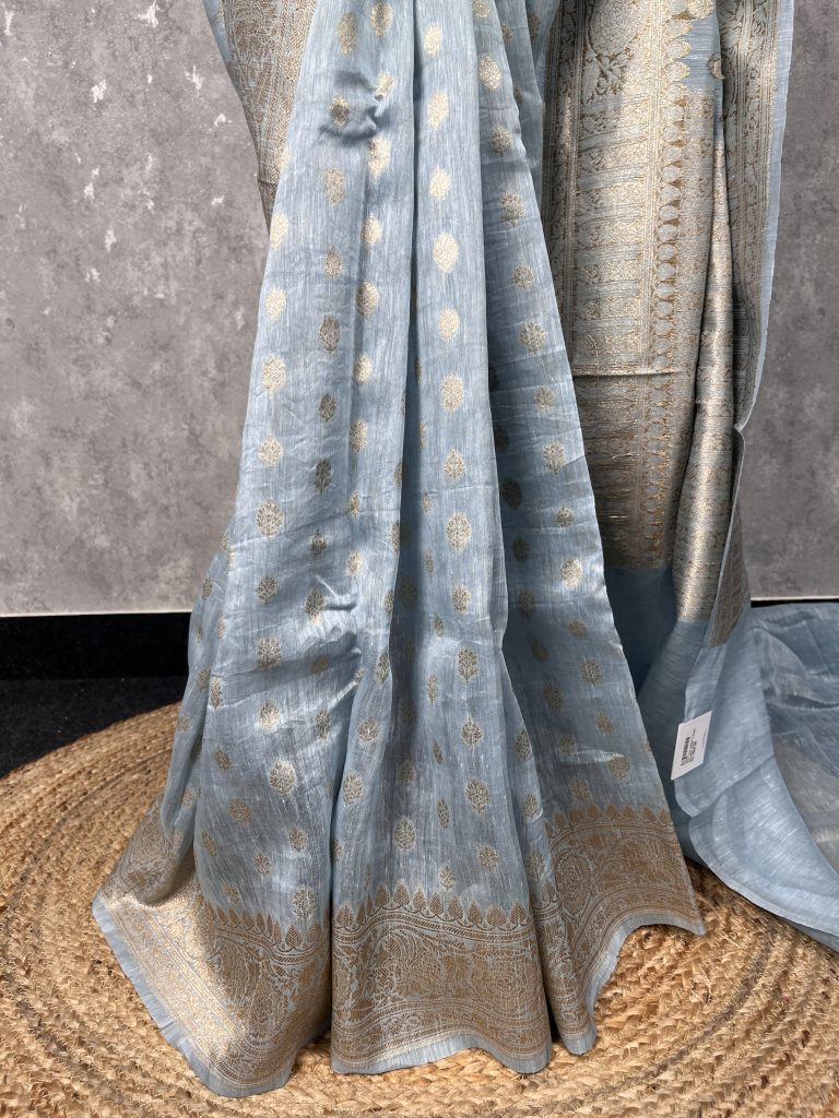 SILK LINEN BANARASI SAREE - Image 3