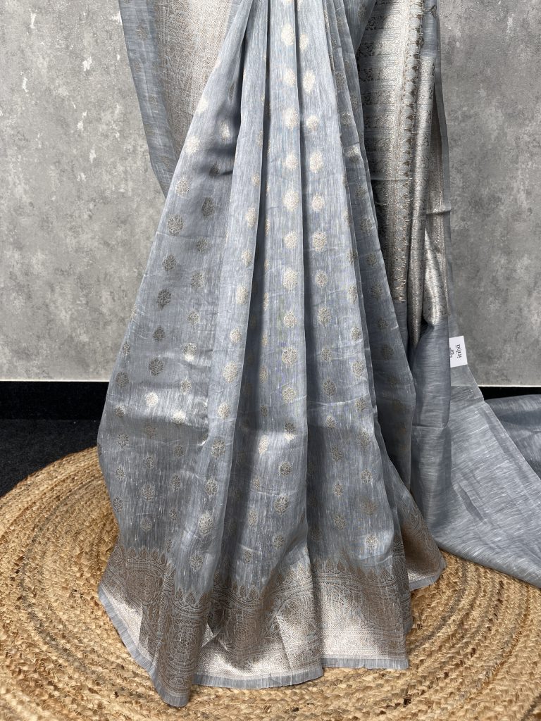 SILK LINEN BANARASI SAREE - Image 3