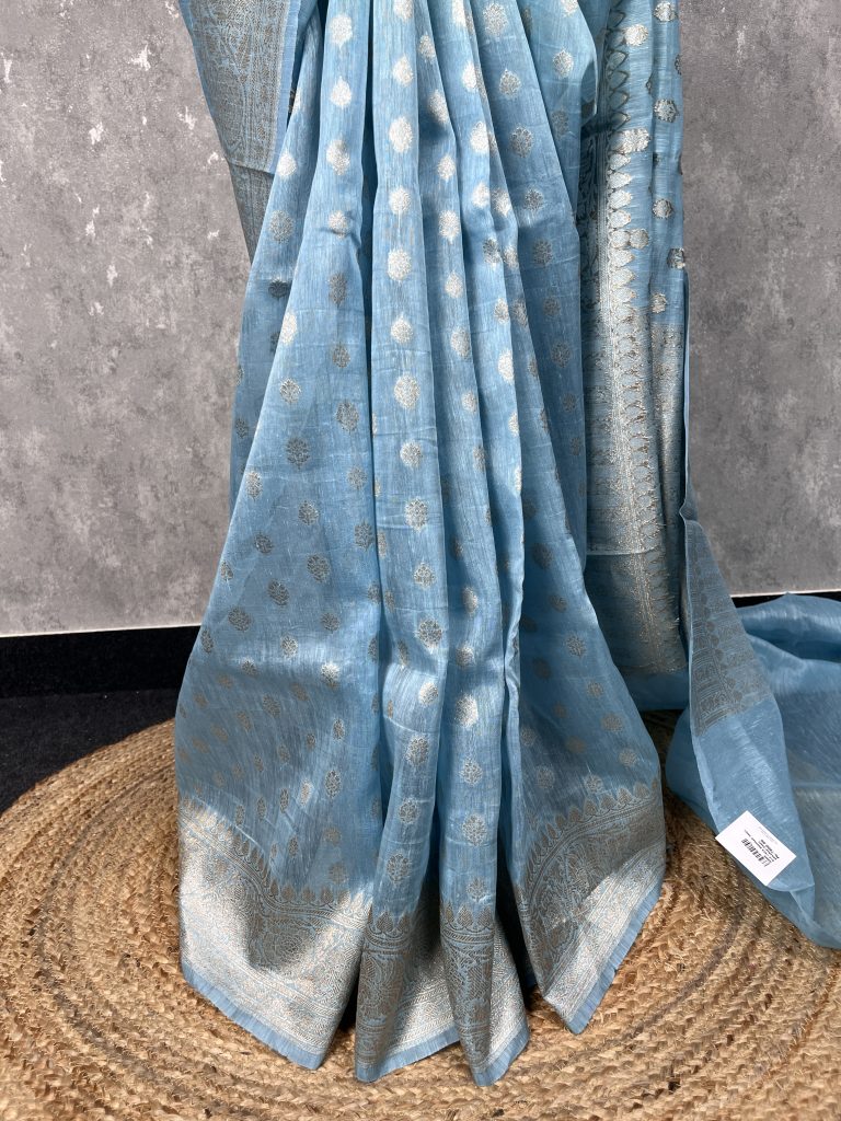 SILK LINEN BANARASI SAREE - Image 3