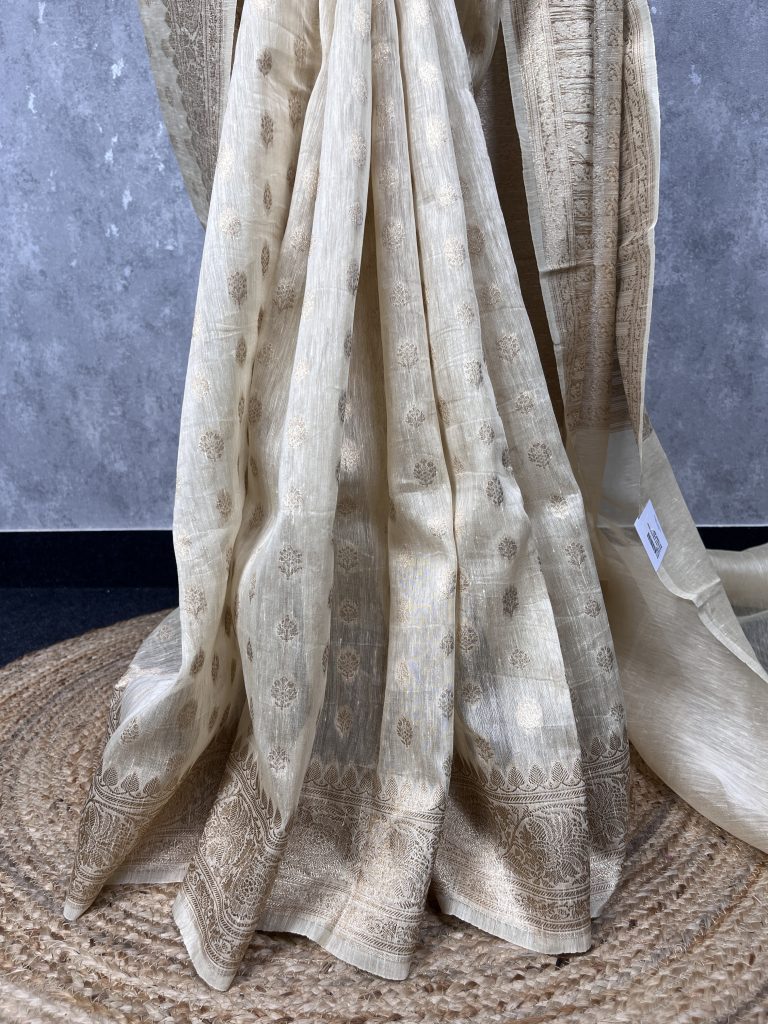 SILK LINEN BANARASI SAREE - Image 3