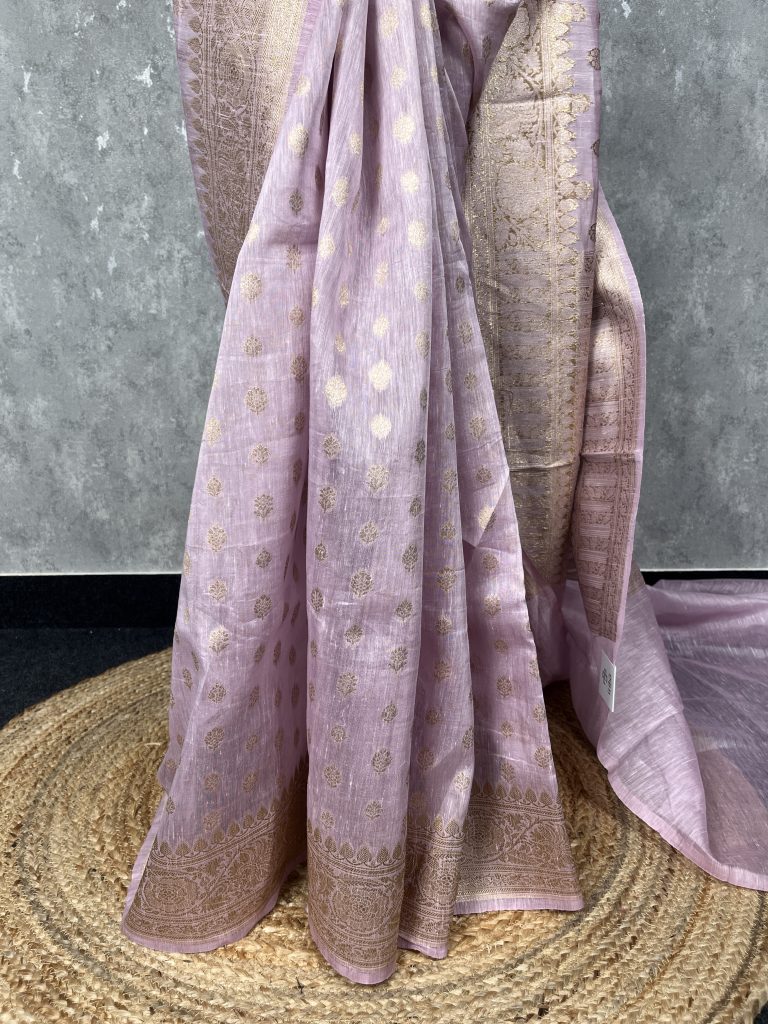 SILK LINEN BANARASI SAREE - Image 3