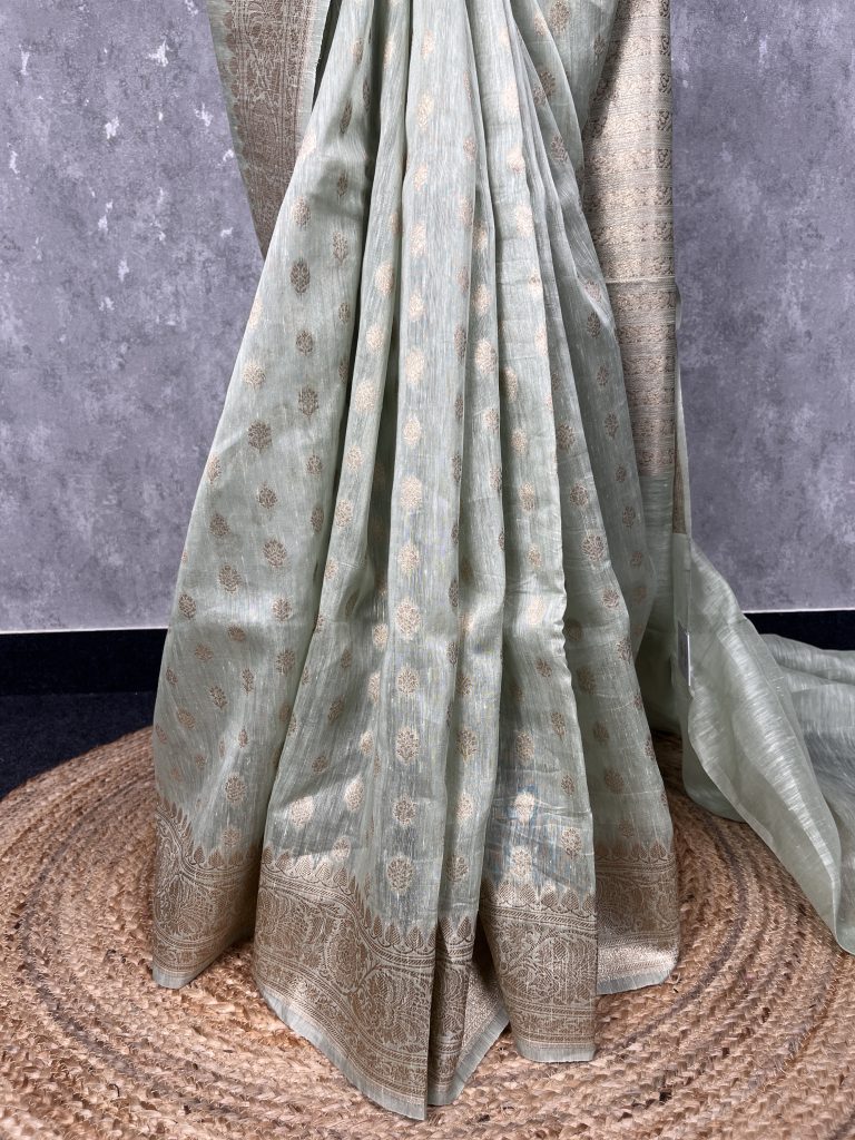 SILK LINEN BANARASI SAREE - Image 3