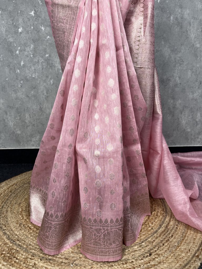 SILK LINEN BANARASI SAREE - Image 3