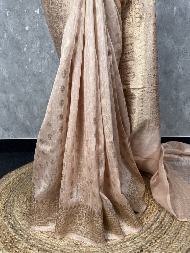 SILK LINEN BANARASI SAREE - Image 3