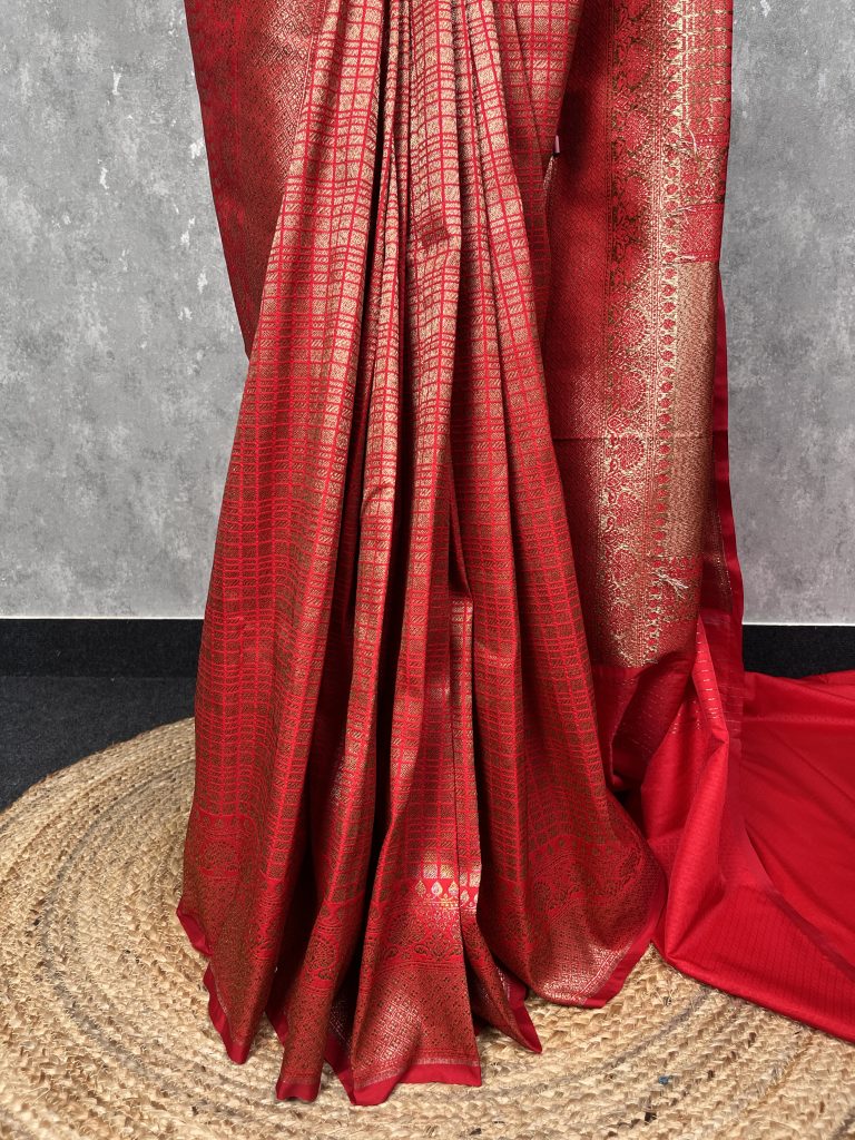 SEMI KATAN ANTIQUE ZARI BANARASI SAREE - Image 3
