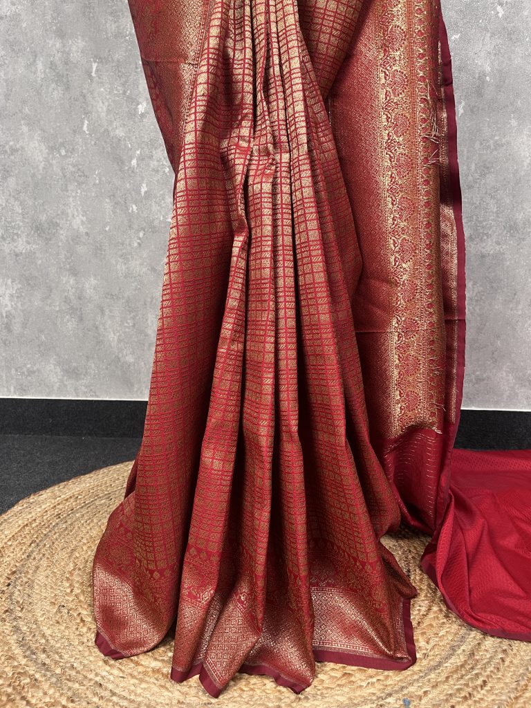 SEMI KATAN ANTIQUE ZARI BANARASI SAREE - Image 3