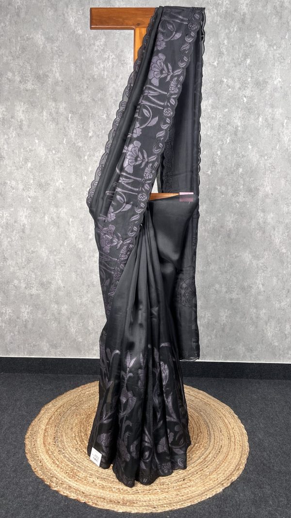 SILK ORGANZA APPLIQUE EMBROIDERY SAREE