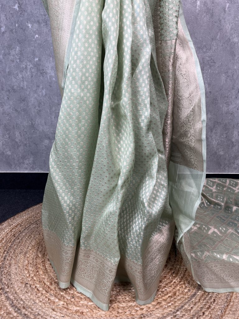 SILK ORGANZA WATER ZARI BANARASI SAREE - Image 3