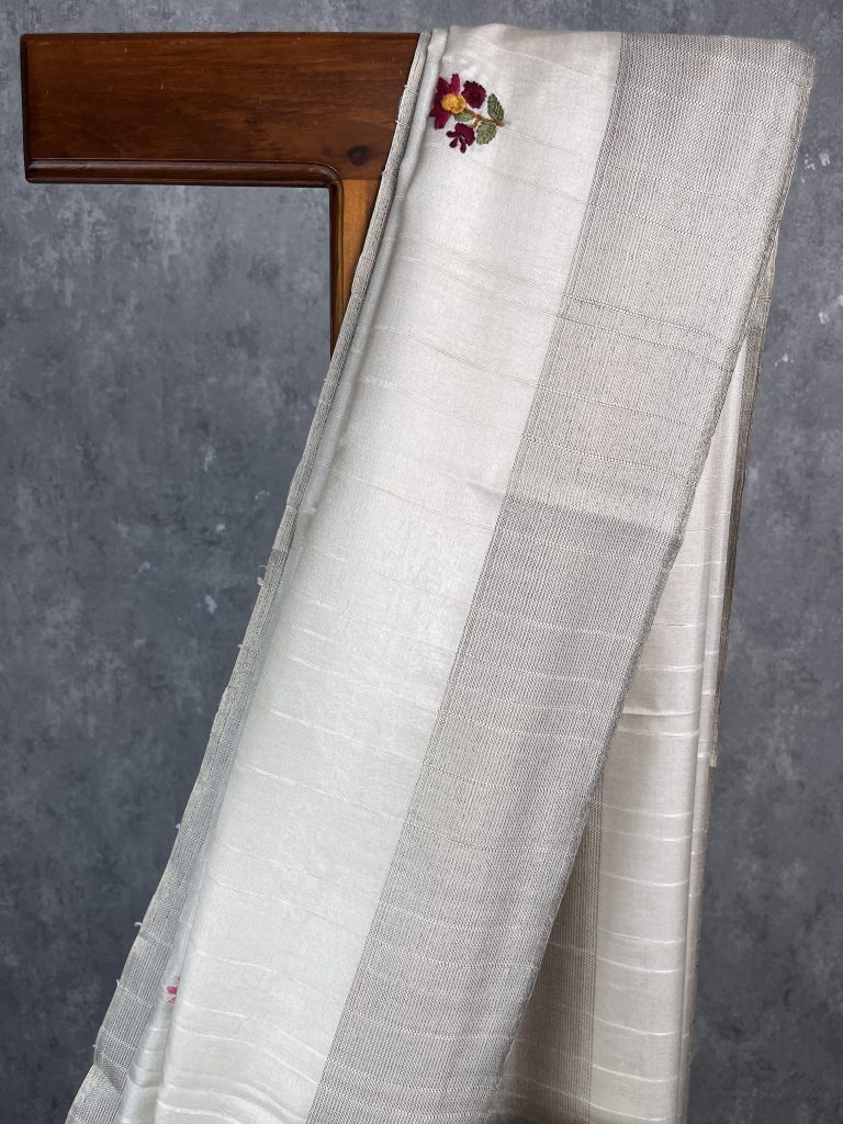 SEMI TUSSAR EMBROIDERY SAREE - Image 2
