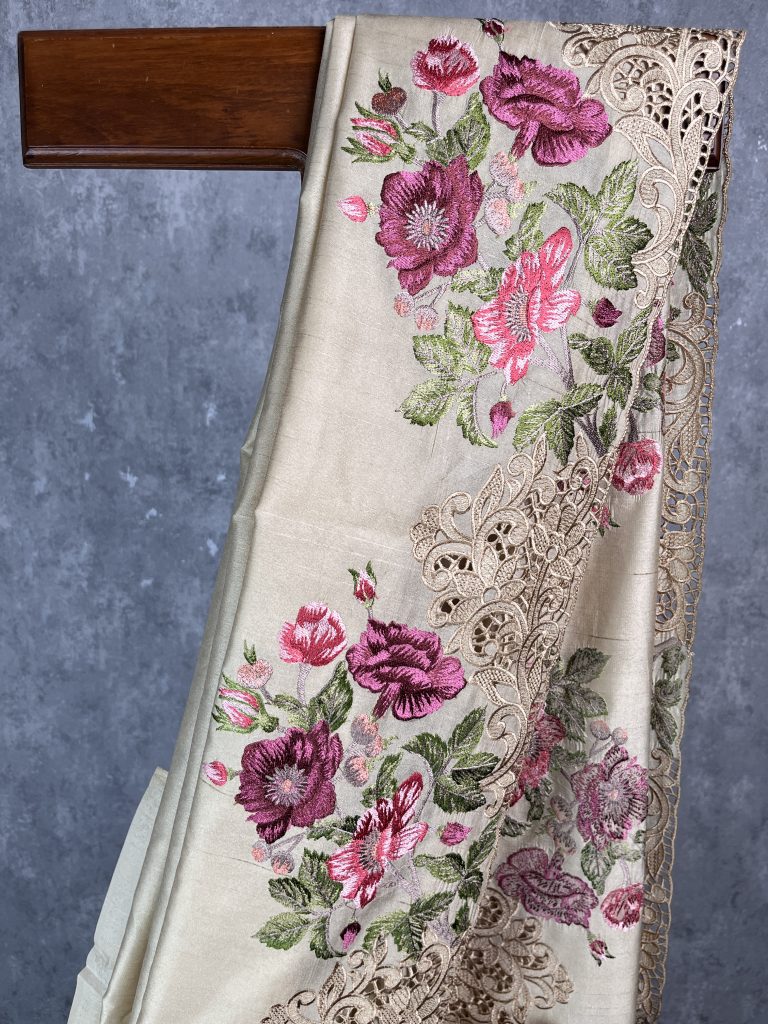 SEMI TUSSAR EMBROIDERY SAREE - Image 2