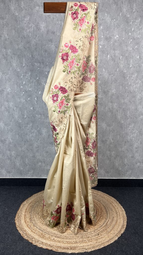 SEMI TUSSAR EMBROIDERY SAREE