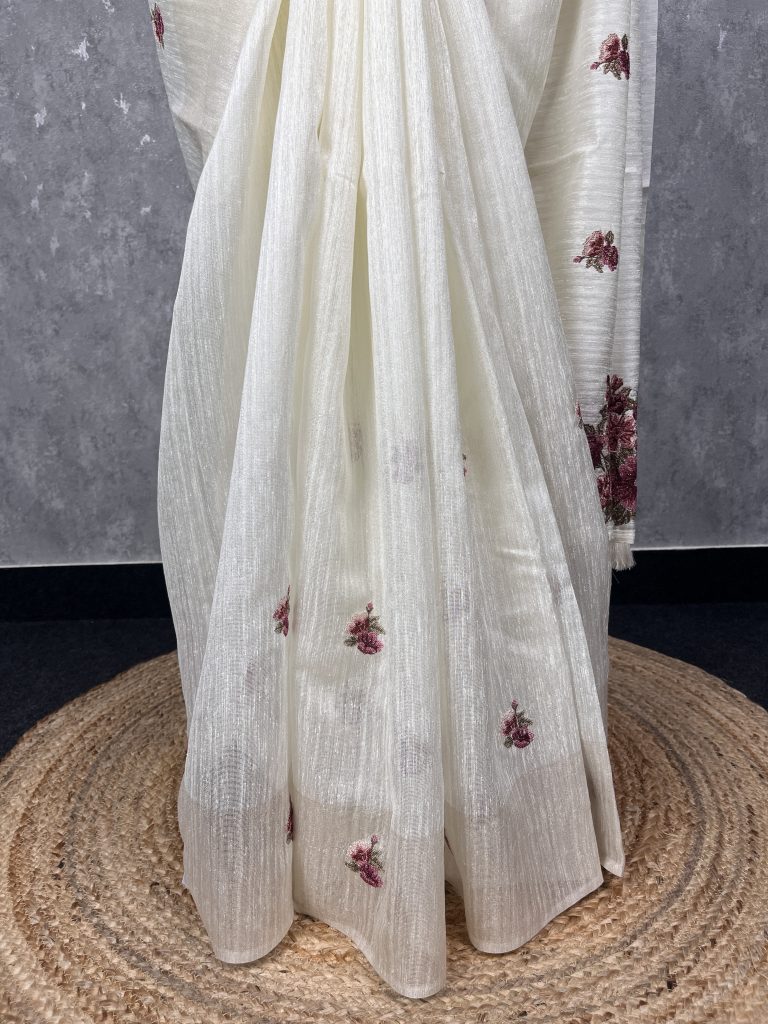 SEMI TUSSAR EMBROIDERY SAREE - Image 3