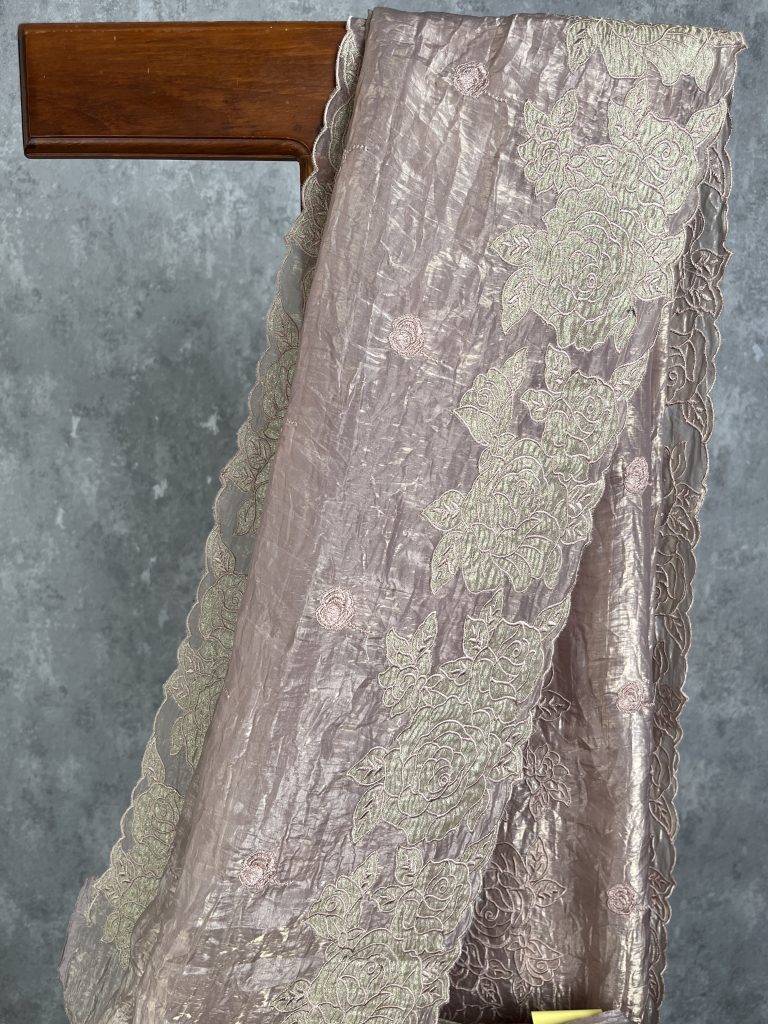 VISCOSE ORGANZA APPLIQUE EMBROIDERY SAREE - Image 2