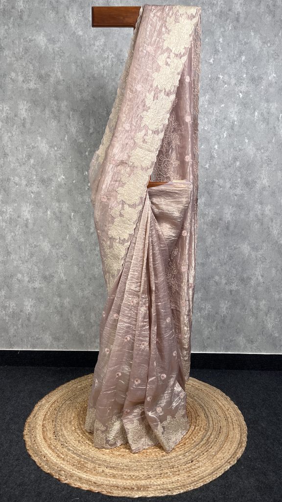 VISCOSE ORGANZA APPLIQUE EMBROIDERY SAREE