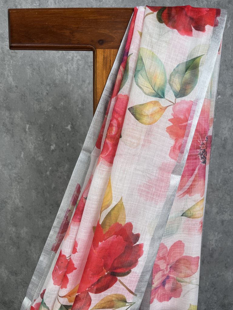 PRINTED LINEN SAREE - Image 2