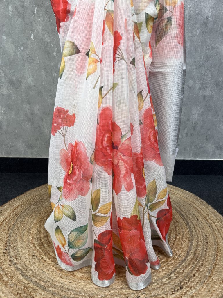 PRINTED LINEN SAREE - Image 3