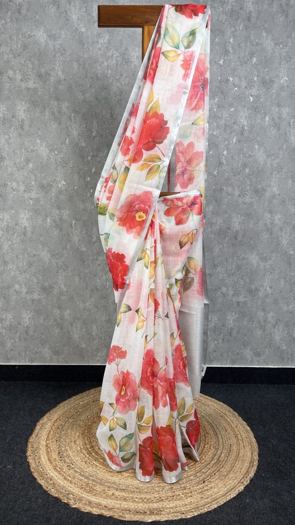 PRINTED LINEN SAREE