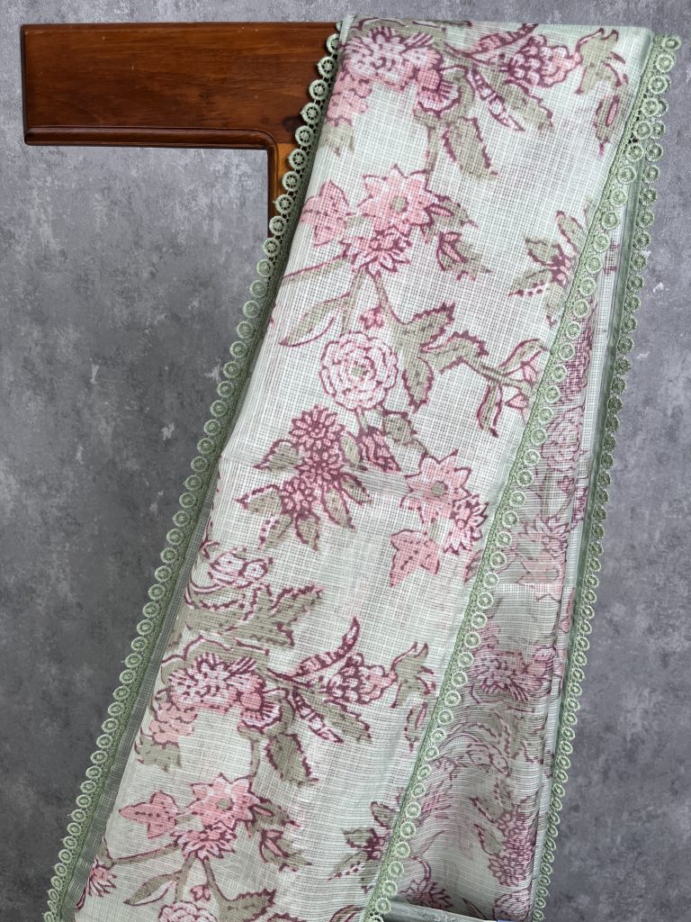 SEMI LINEN PRINTED SAREE - Image 2