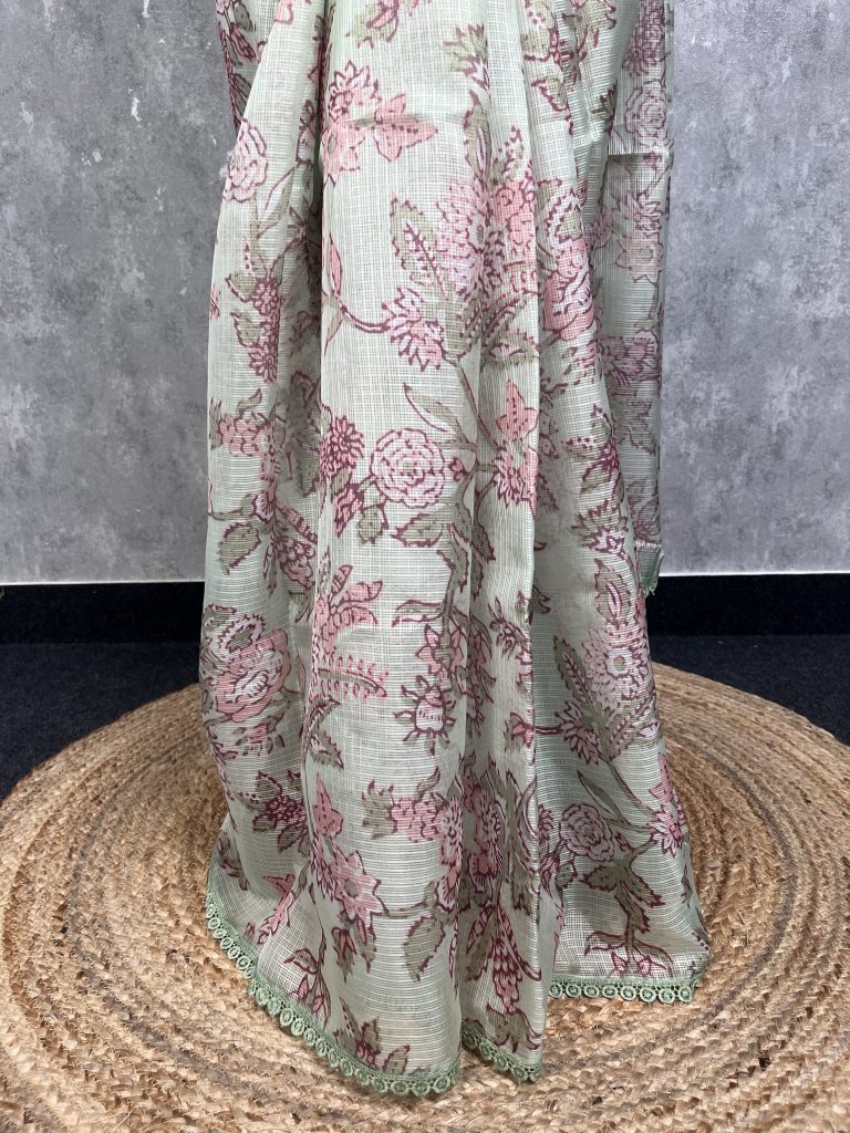SEMI LINEN PRINTED SAREE - Image 3