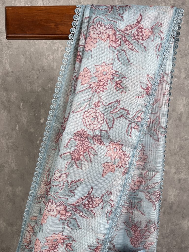 SEMI LINEN PRINTED SAREE - Image 2