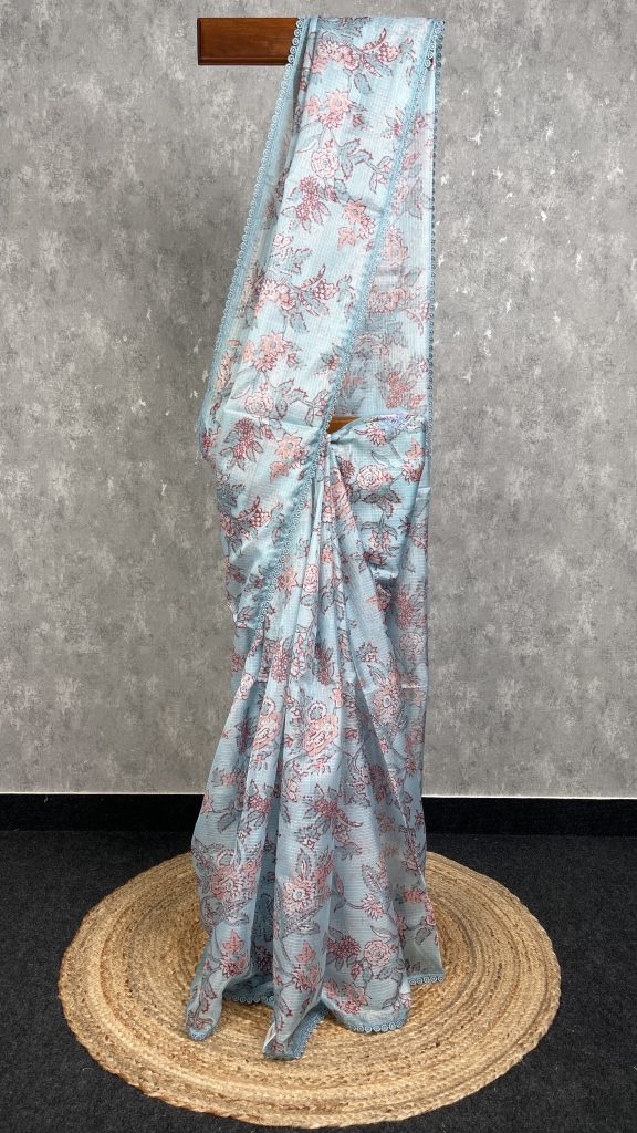 SEMI LINEN PRINTED SAREE