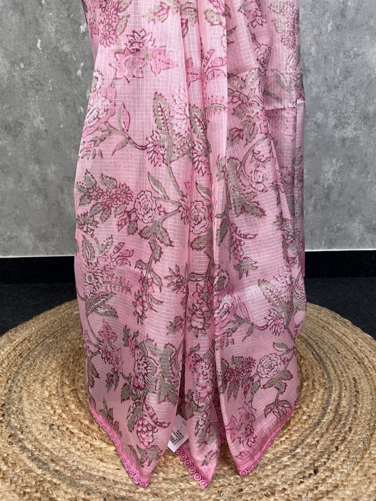 SEMI LINEN PRINTED SAREE - Image 3