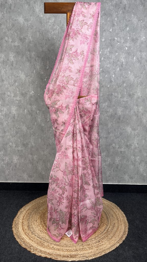 SEMI LINEN PRINTED SAREE