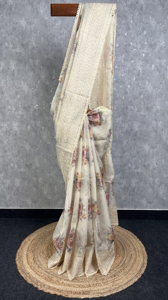 TISSUE KOTA DIGITAL PRINT EMBROIDERY SAREE
