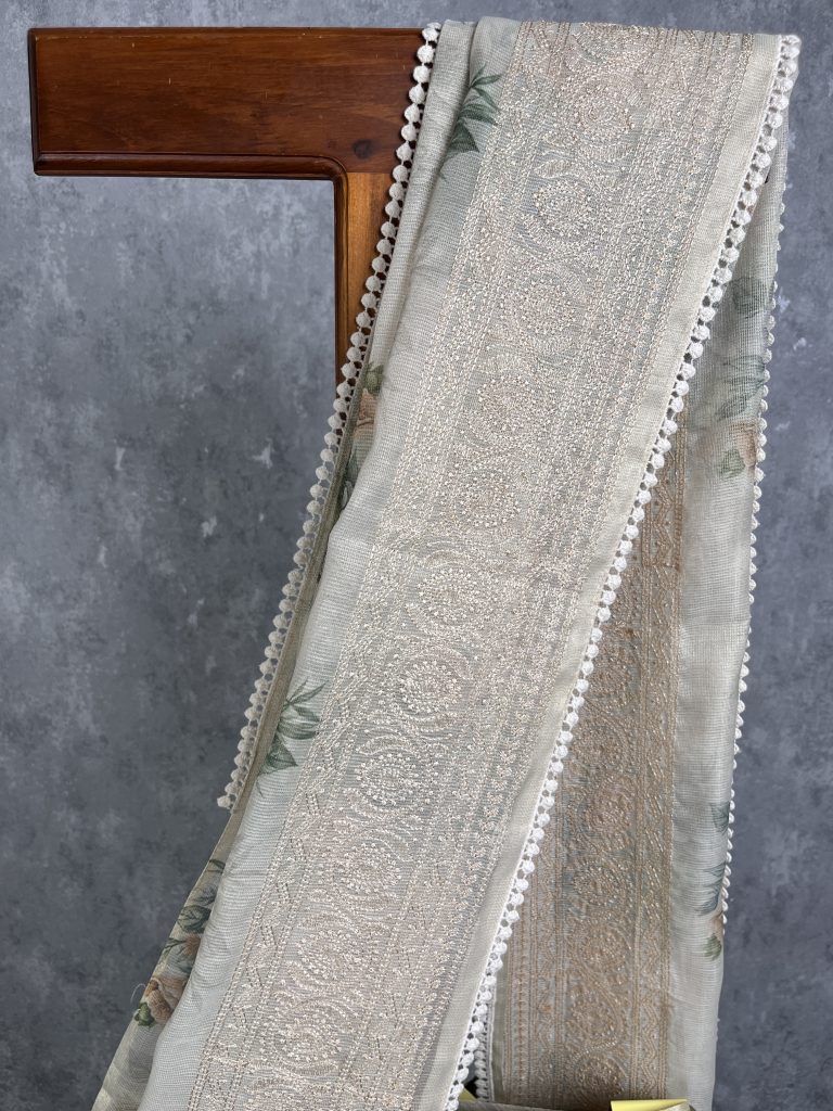 TISSUE KOTA DIGITAL PRINT EMBROIDERY SAREE - Image 2