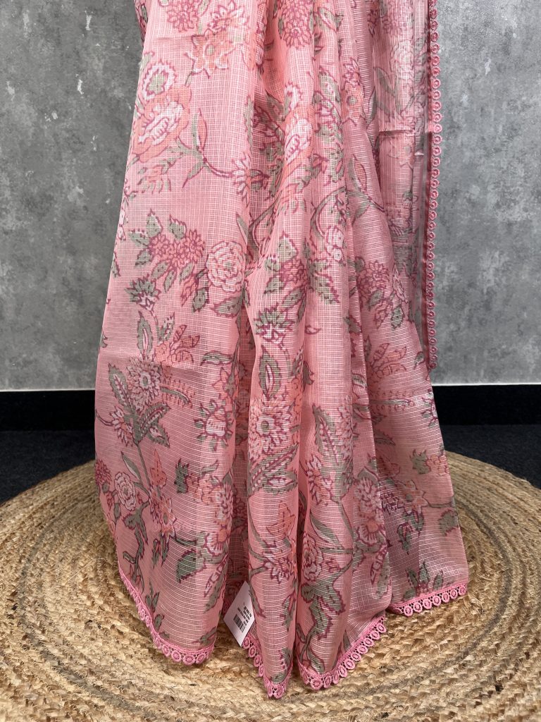 SEMI LINEN PRINTED SAREE - Image 3