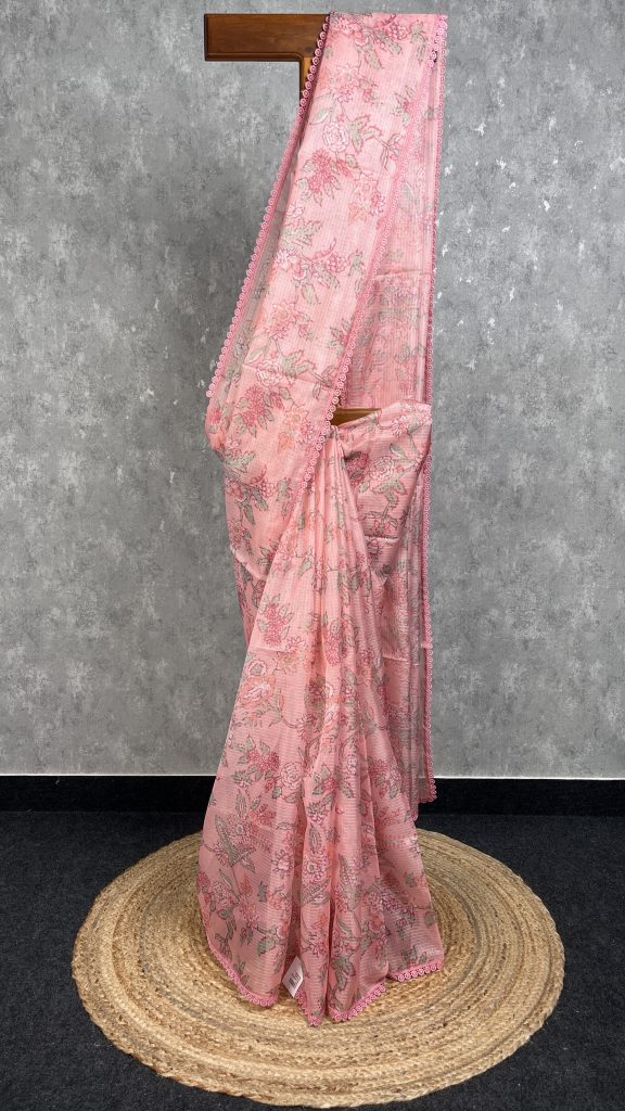 SEMI LINEN PRINTED SAREE