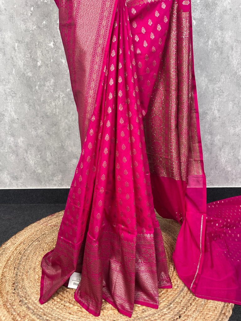 SEMI GEORGETTE ANTIQUE ZARI BANARASI SAREE - Image 2