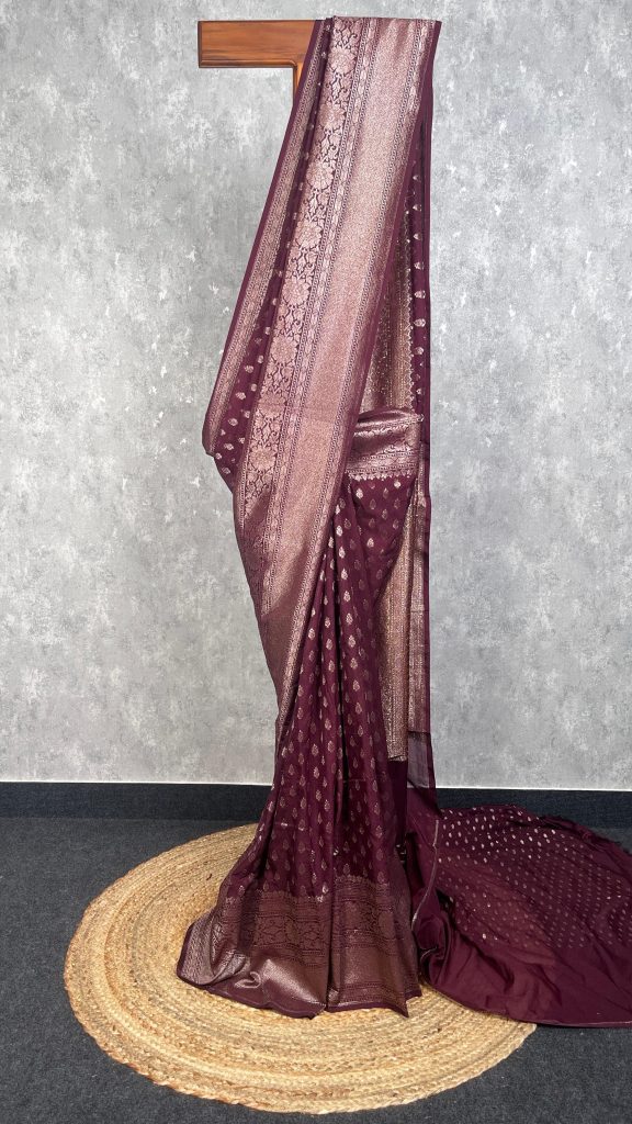 SEMI GEORGETTE ANTIQUE ZARI BANARASI SAREE