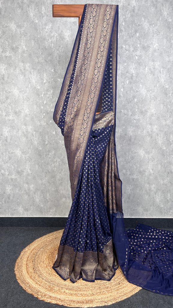 SEMI GEORGETTE ANTIQUE ZARI BANARASI SAREE