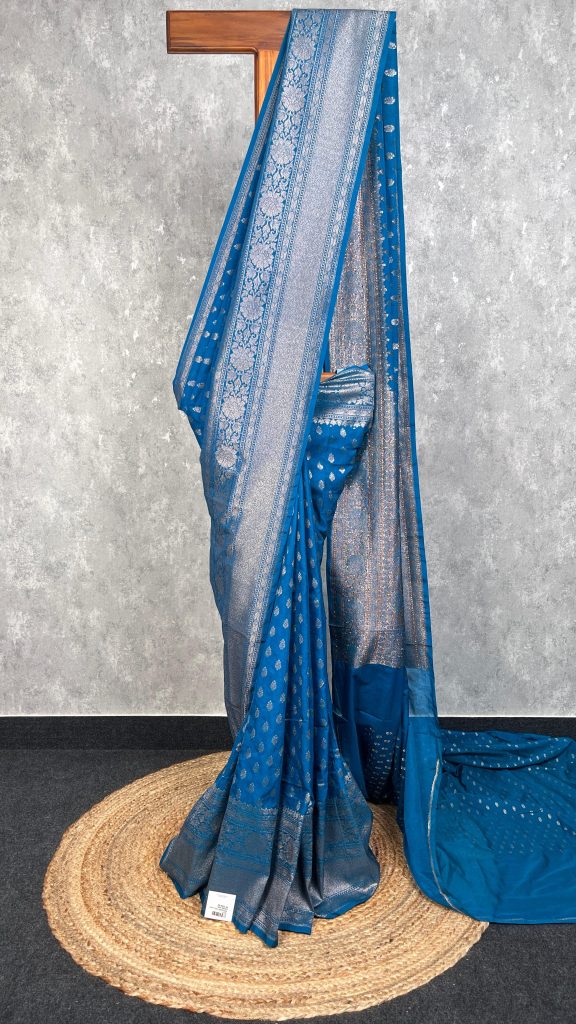 SEMI GEORGETTE ANTIQUE ZARI BANARASI SAREE