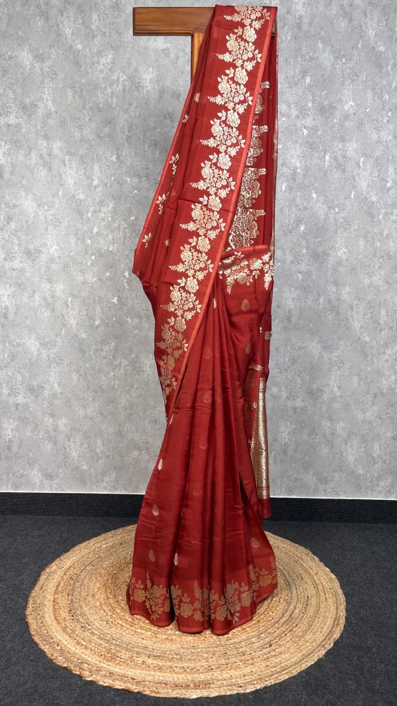 KORA SATIN BORDER EMBROIDERY SAREE