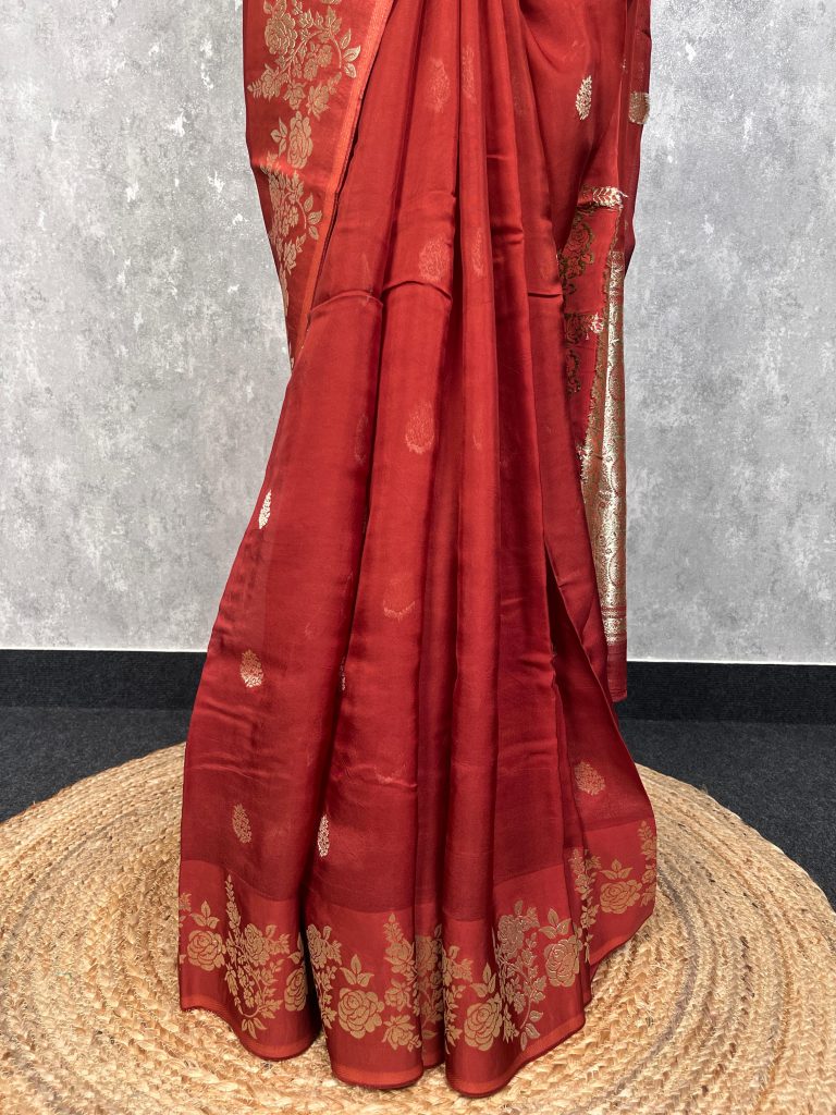 KORA SATIN BORDER EMBROIDERY SAREE - Image 2