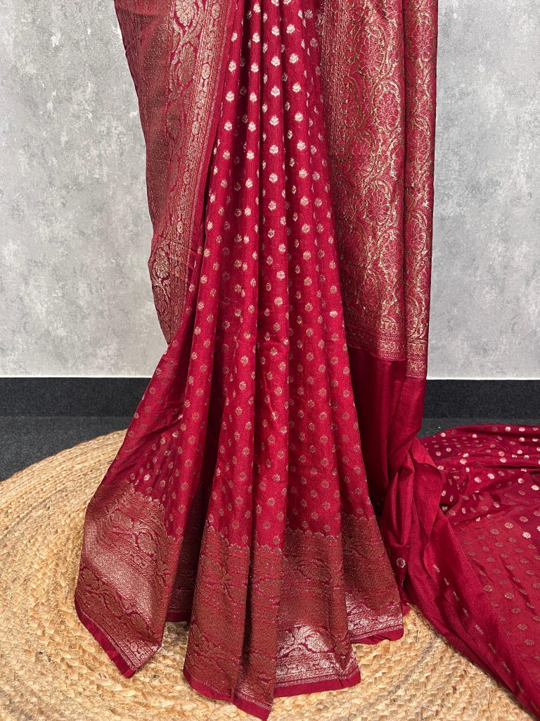 SEMI GEORGETTE ANTIQUE ZARI BANARASI SAREE - Image 3
