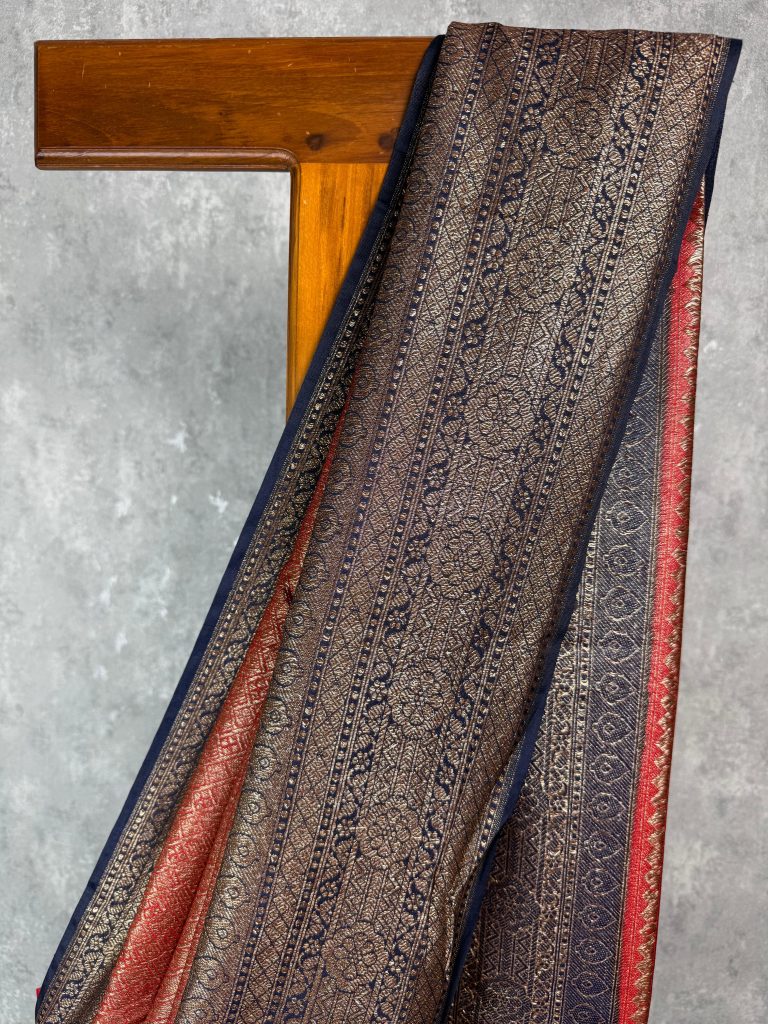 SEMI CHANDERI BROCADE BANARASI SAREE - Image 2