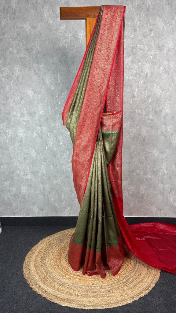 SEMI CHANDERI BROCADE BANARASI SAREE