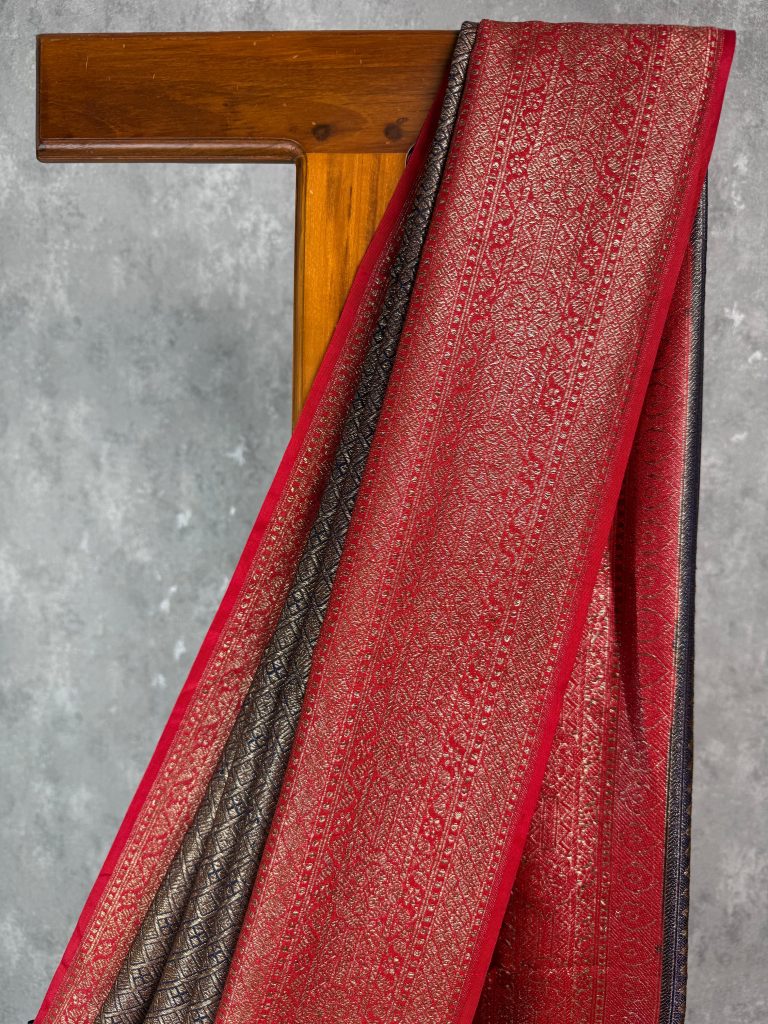 SEMI CHANDERI BROCADE BANARASI SAREE - Image 2