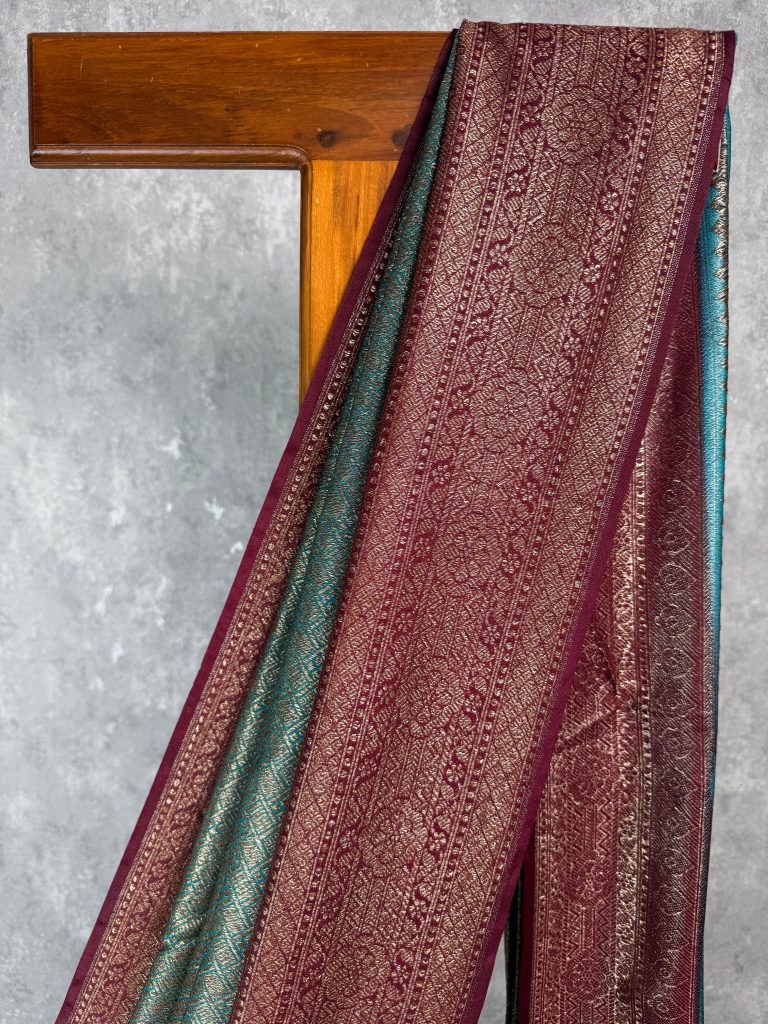 SEMI CHANDERI BROCADE BANARASI SAREE - Image 2