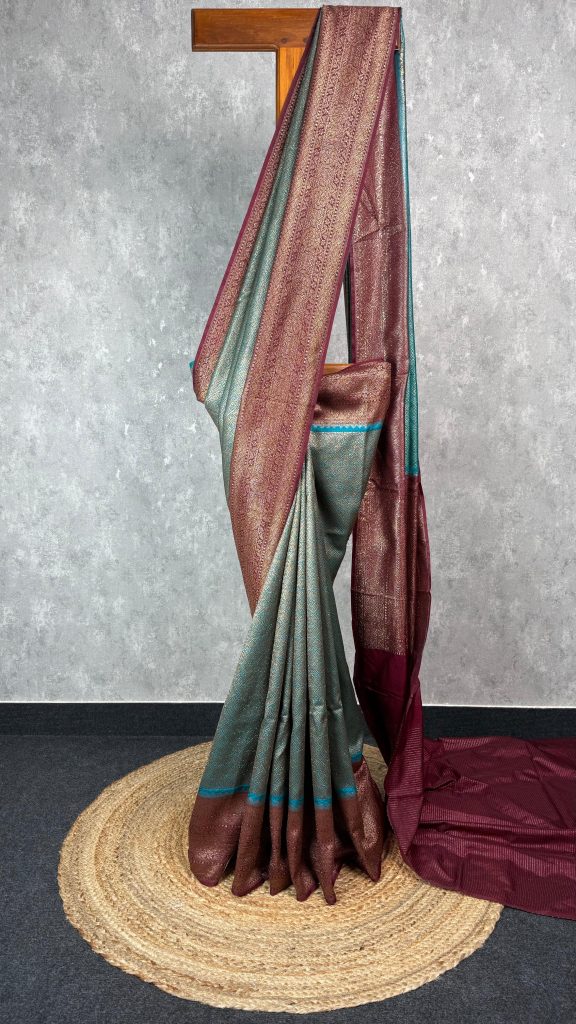 SEMI CHANDERI BROCADE BANARASI SAREE