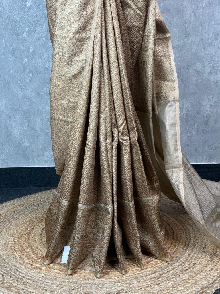 SEMI CHANDERI BROCADE BANARASI SAREE - Image 3