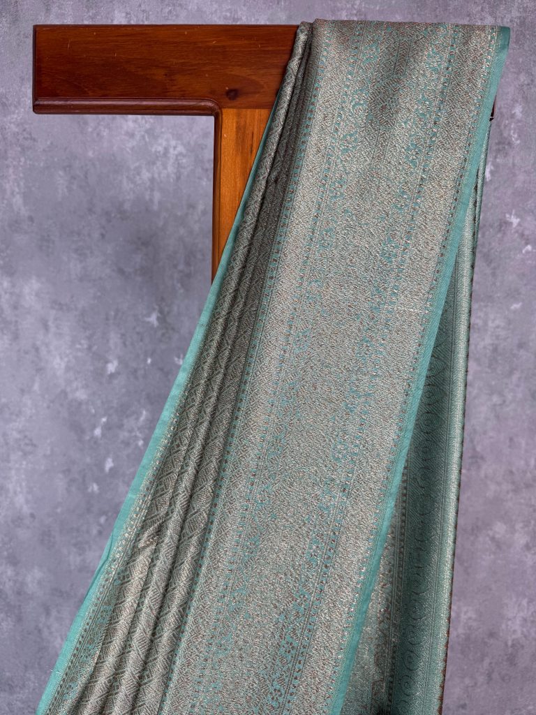 SEMI CHANDERI BROCADE BANARASI SAREE - Image 2
