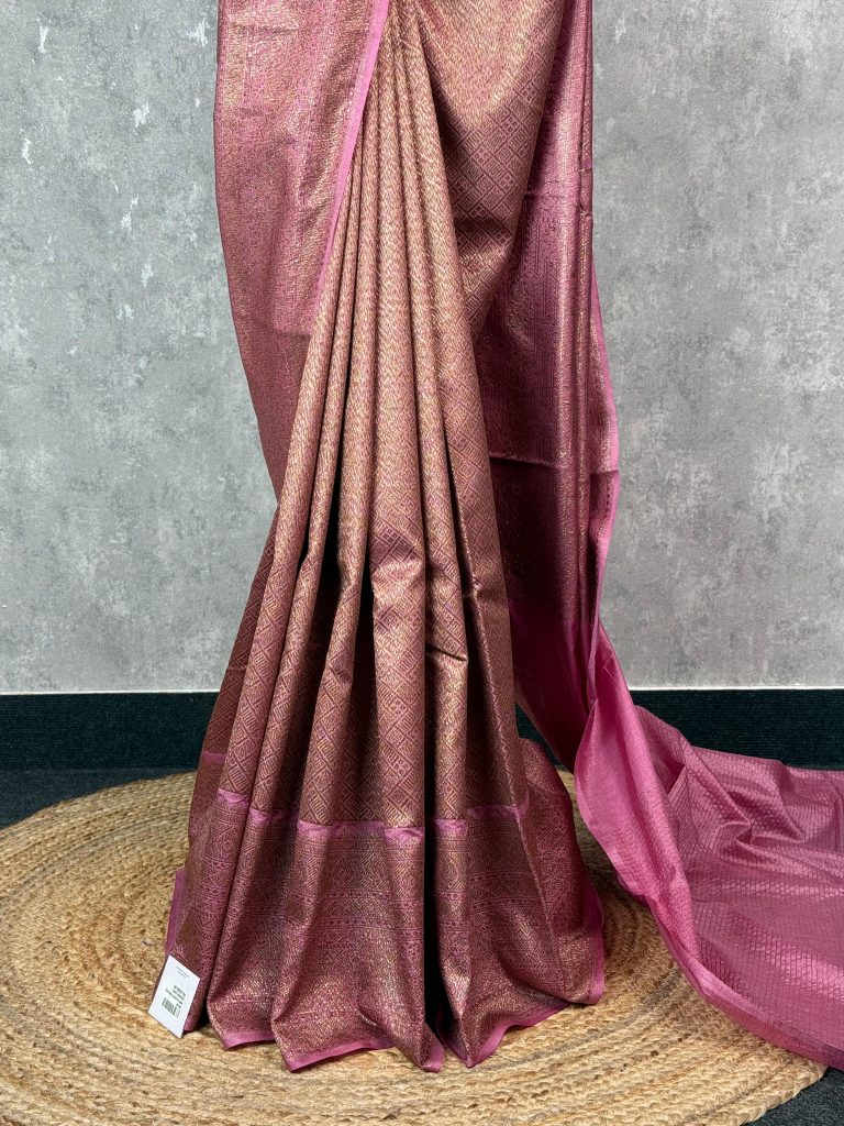 SEMI CHANDERI BROCADE BANARASI SAREE - Image 3