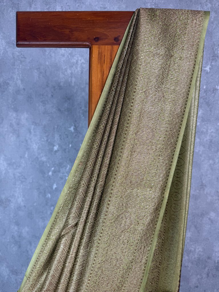 SEMI CHANDERI BROCADE BANARASI SAREE - Image 2